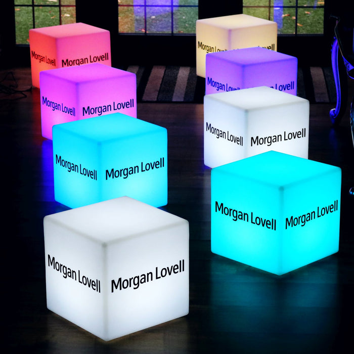 Op maat gemaakte LED lichtbak kubus met Logo, Meerkleurige vierkante RGB verlichting draadloos, aangepaste verlichting voor promotie, lichtreclame